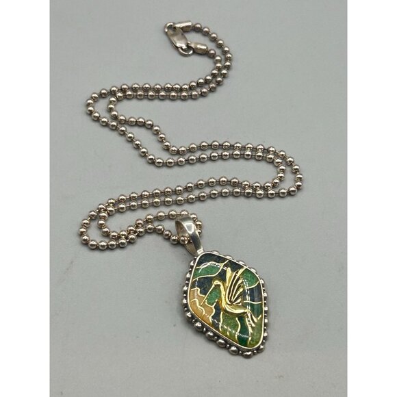 Carolyn Pollack Hummingbird Pendant Necklace Silver 925 Relios Crushed Turquoise - Picture 2 of 7